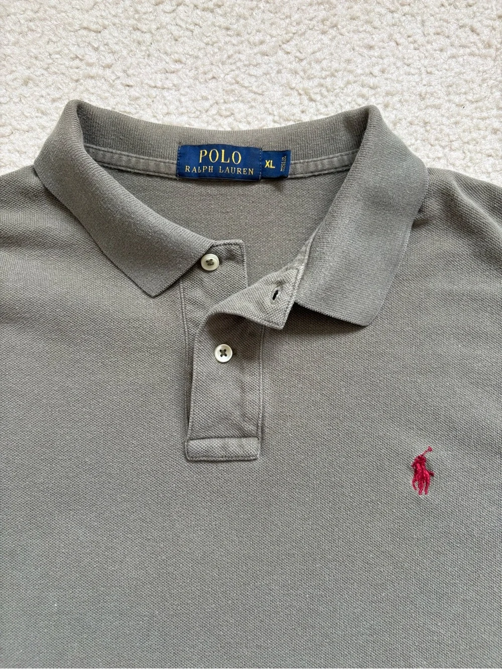 Polo Ralph Lauren olive green short sleeve polo shirt red logo sz XL preppy